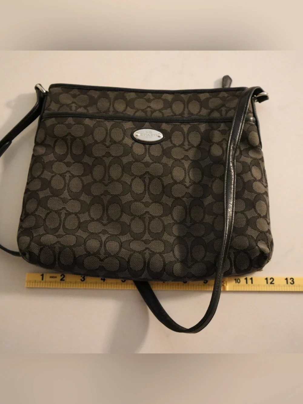 Coach Black and Brown Signature Shoulder Bag